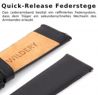 Vorschau: Schwarzes echt Leder Vorschau: Schwarzes echt Leder Armband für die Samsung Watch mit Quick Release und Faltschließe
