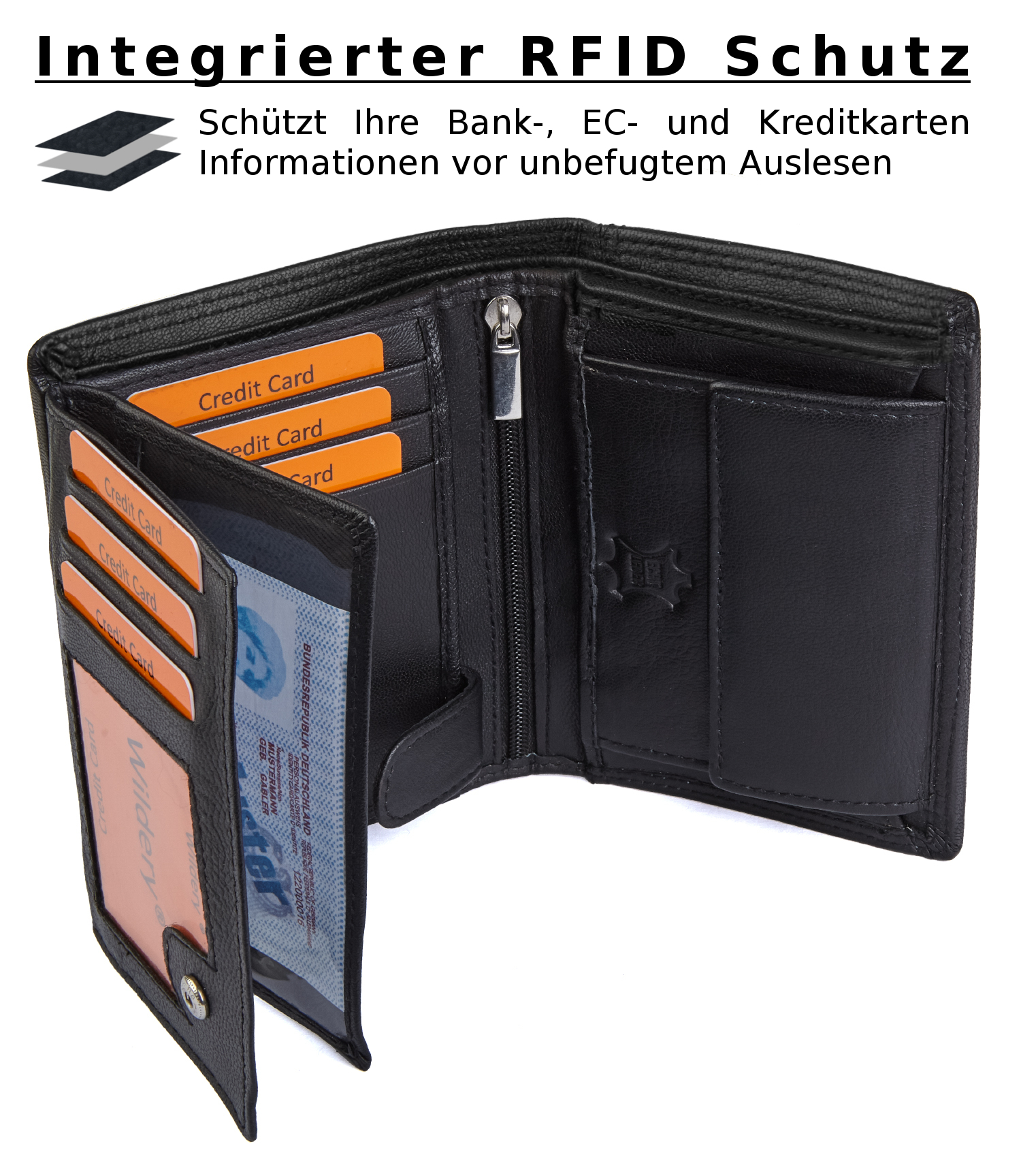 RFID Herren Geldbörse Echtleder Hirsch Motiv Portemonnaie Geldbeutel 906 
