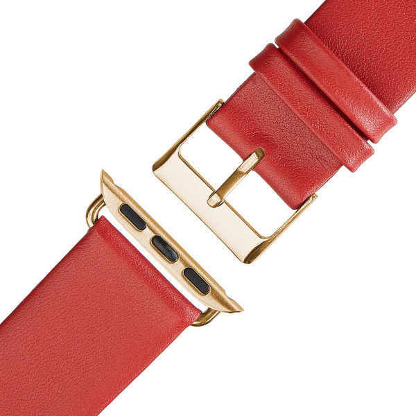 Rotes Echt Lederarmband für Apple Watch Series