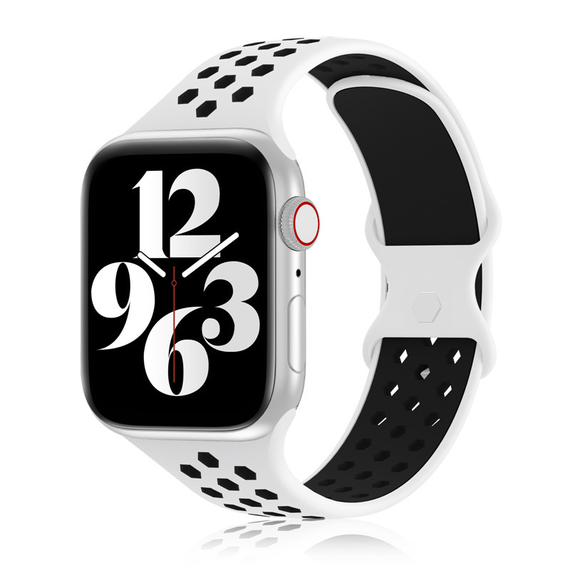 Weiß schwarzes Silikon Armband für die Apple Watch Series - Series 38/40mm