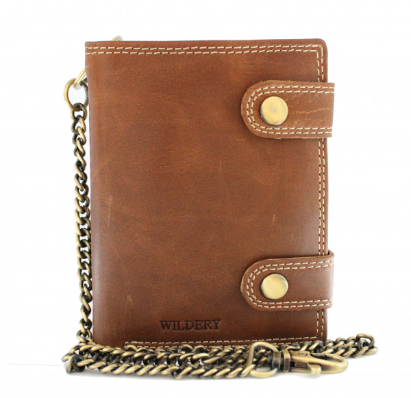 wildery voll-leder geldbörse mit kette und rfid schutz