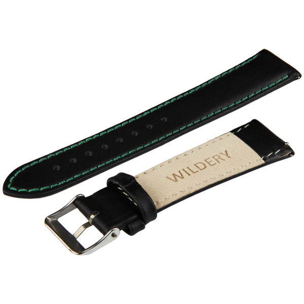 Echt Lederarmband für Samsung Watch mit Quick Release Funktion in schwarz mit grüner naht