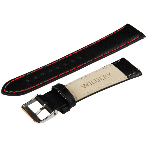 Echt Lederarmband für Samsung Watch mit Quick Release Funktion in schwarz mit roter naht
