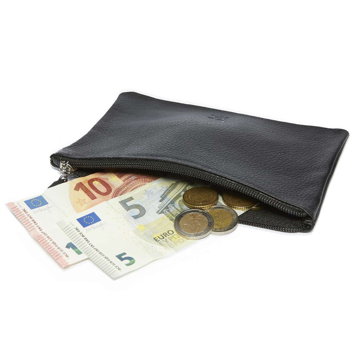 3er Set Geldtaschen Aus PU-Kunstleder - Schwarz 27x15cm Mit Transparentfach Für Bargeld & Dokumente