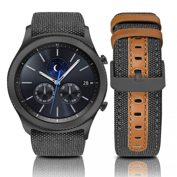 Schwarzes Canvas ErsatzArmband für die Samsung Watch mit Quick Release