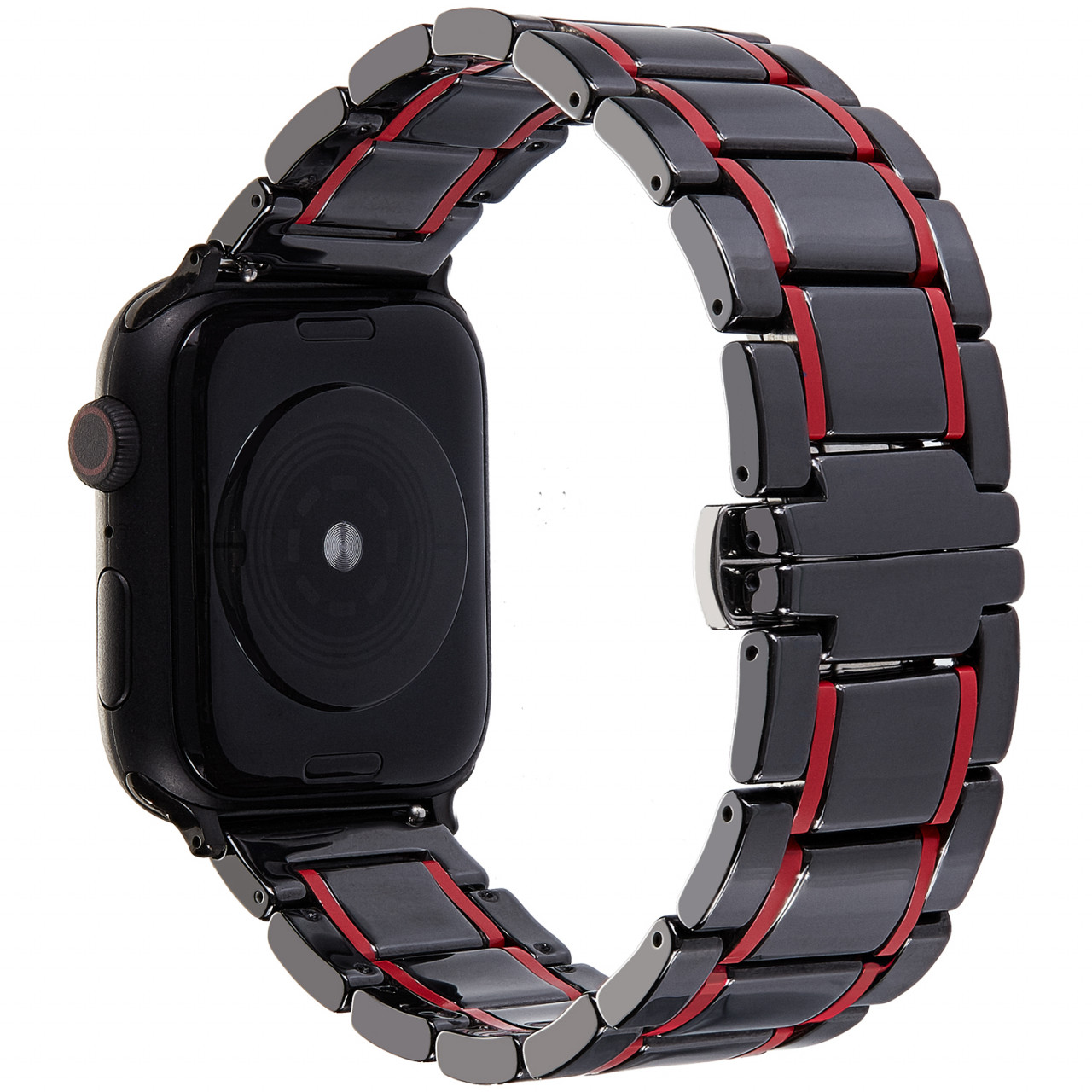 Keramik Gliederarmband Für Die Apple Watch In Schwarzrot Mit